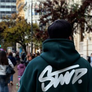 green hoodie